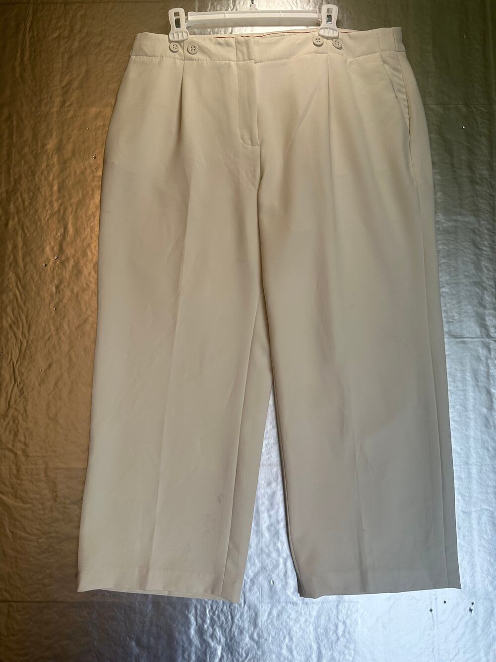 Tommy Hilfiger 14 Ivory Cropped Wide Leg Pleated Career Pants